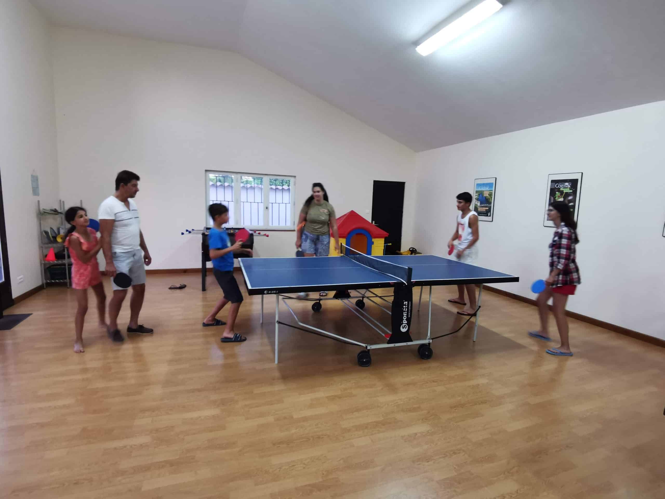 Family fun in the games room at L'Ancienne Distillerie